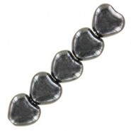 Cuentas de vidrio Czech Corazón 6mm - Jet hematite 23980/14400